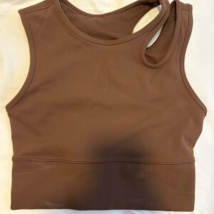 Lululemon Athletica Brown Asymmetrical Crop Tank Top